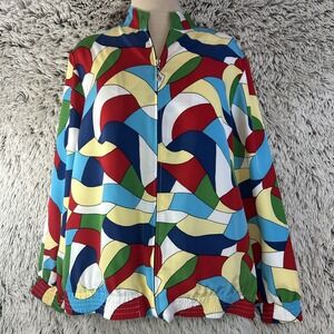 Colorful 90's Bold Zip Up Lightweight Jacket Bomber Hip Hop Medium
